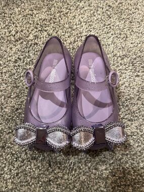 Mini Melissa Lilac Glitter Bow Mary Jane Shoes. Worn only a few times!
